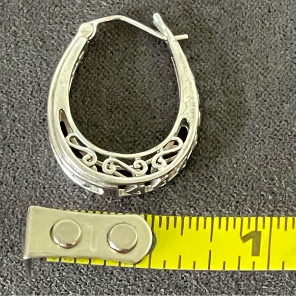 Elegant Sterling Silver 1/4 cttw Natural Diamond Hoop Earrings - Picture 8 of 9